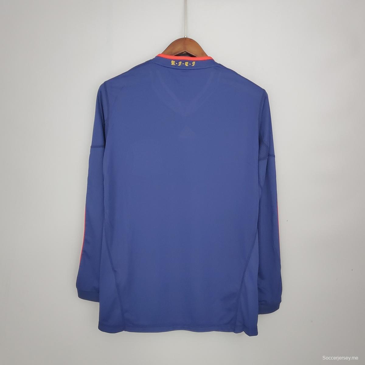 قميص كرة القدم الإسباني بأكمام طويلة ريترو 2010 خارج أرضه