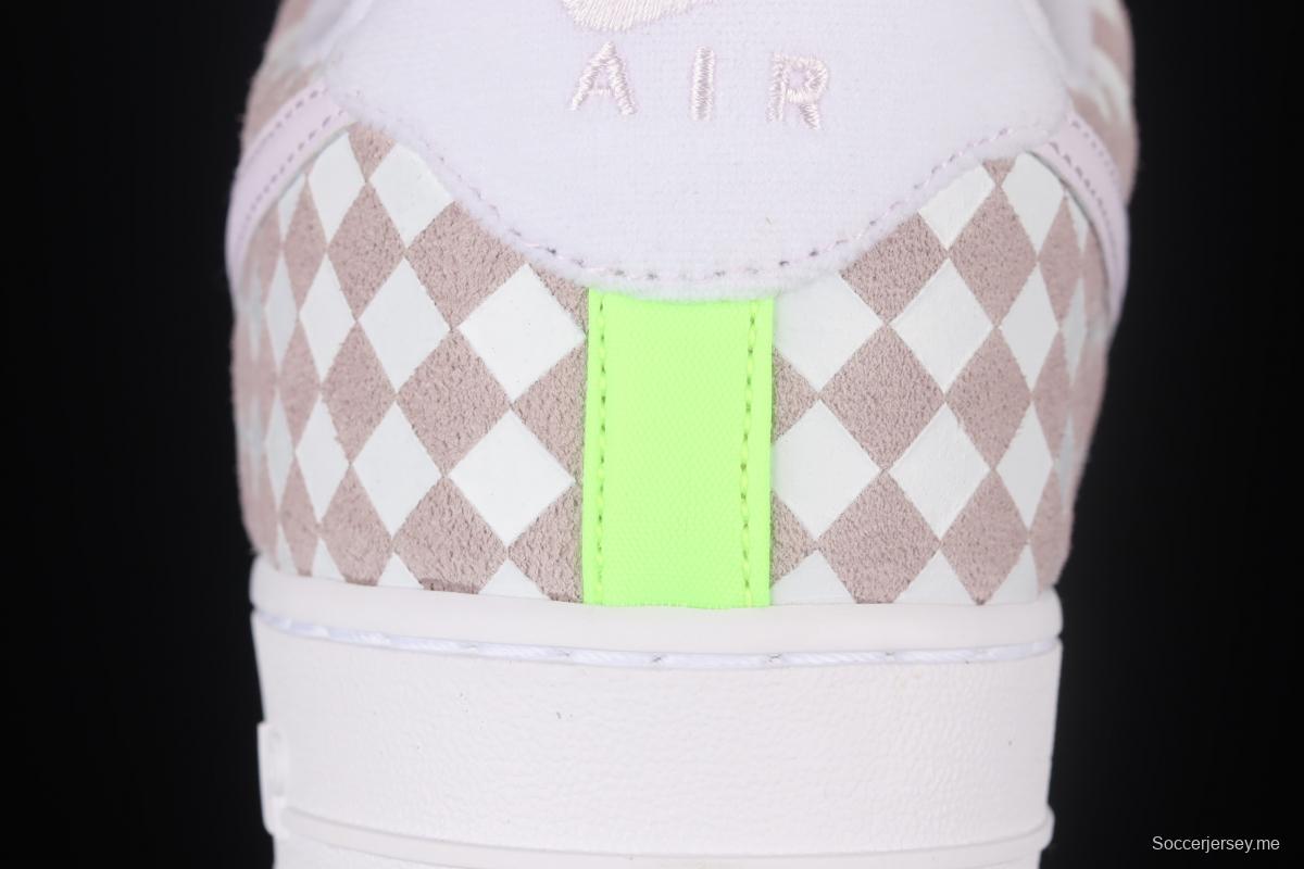 NIKE Air Force 1x 07 Low chessboard white and purple low-top casual board shoes CJ9700-500