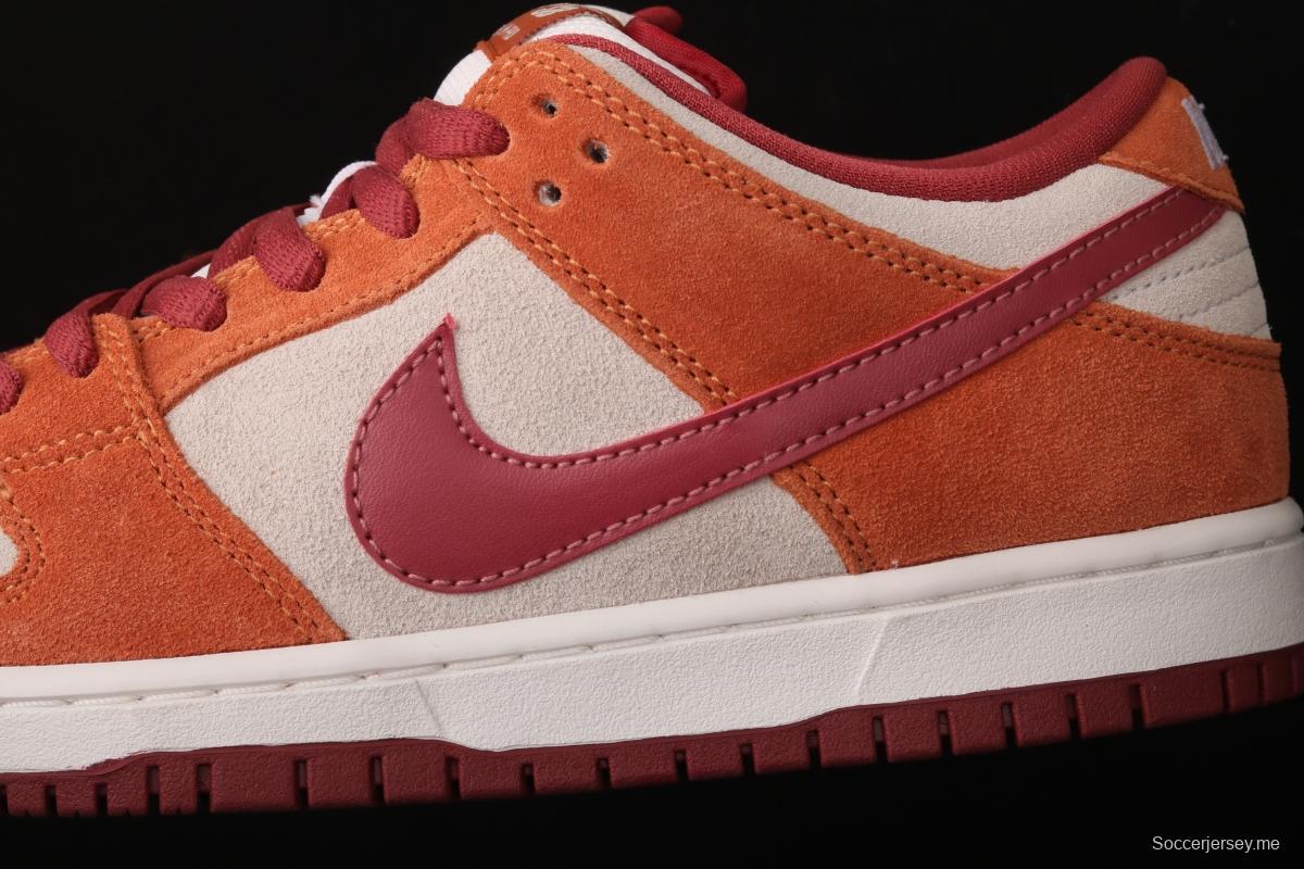 NIKE SB DUNK Low Pro brown-red color matching low-top casual board shoes BQ6817-202