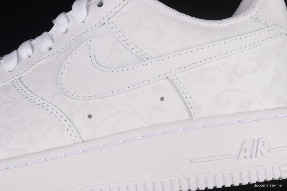 NIKE Air Force 1: 07 Low flower printed all-white low-top casual board shoes DD8959-100