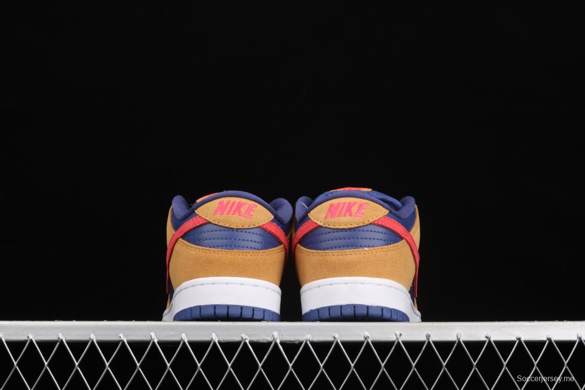 NIKE SB DUNK Low SB shredded backboard dark brown white and yellow color matching fashion leisure board shoes BQ6817-700