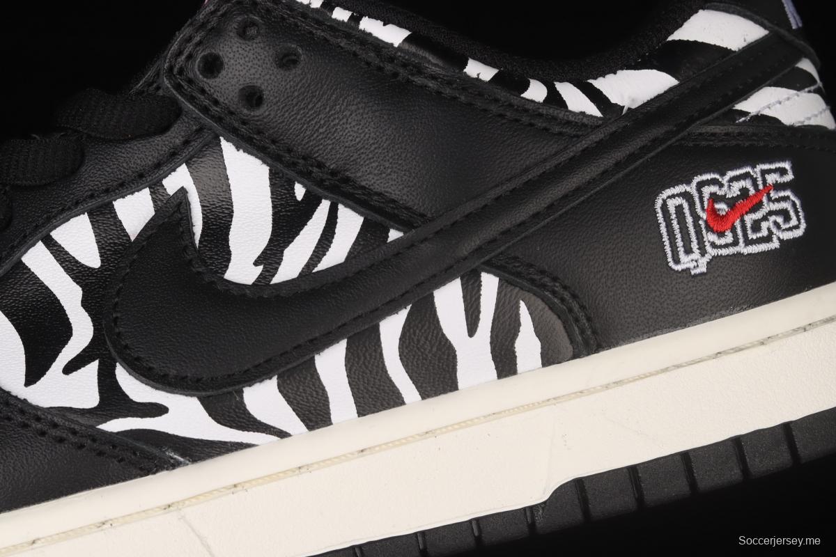 Quartersnacks x NIKE SB DUNK Zebra black and white zebra stripes joint style low-side sports and leisure board shoes DM3510-001