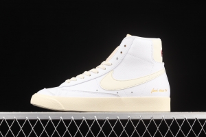 NIKE Blazer Mid'77 Vntg Emb Cream Yellow Trail Blazers high-top casual board shoes CW6421-100