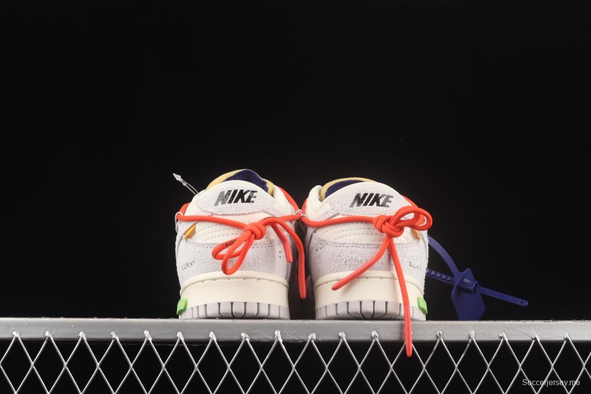 OFF-White x NIKE DUNK Low OW suede SB buckle rebound fashion casual board shoes DJ0950-110,