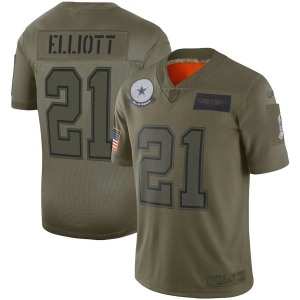 Youth Ezekiel Elliott Olive 2019 Salute to Service Player Limited Team Jersey