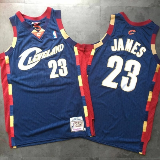 Men's LeBron James Navy Blue Retro Classic Team Jersey