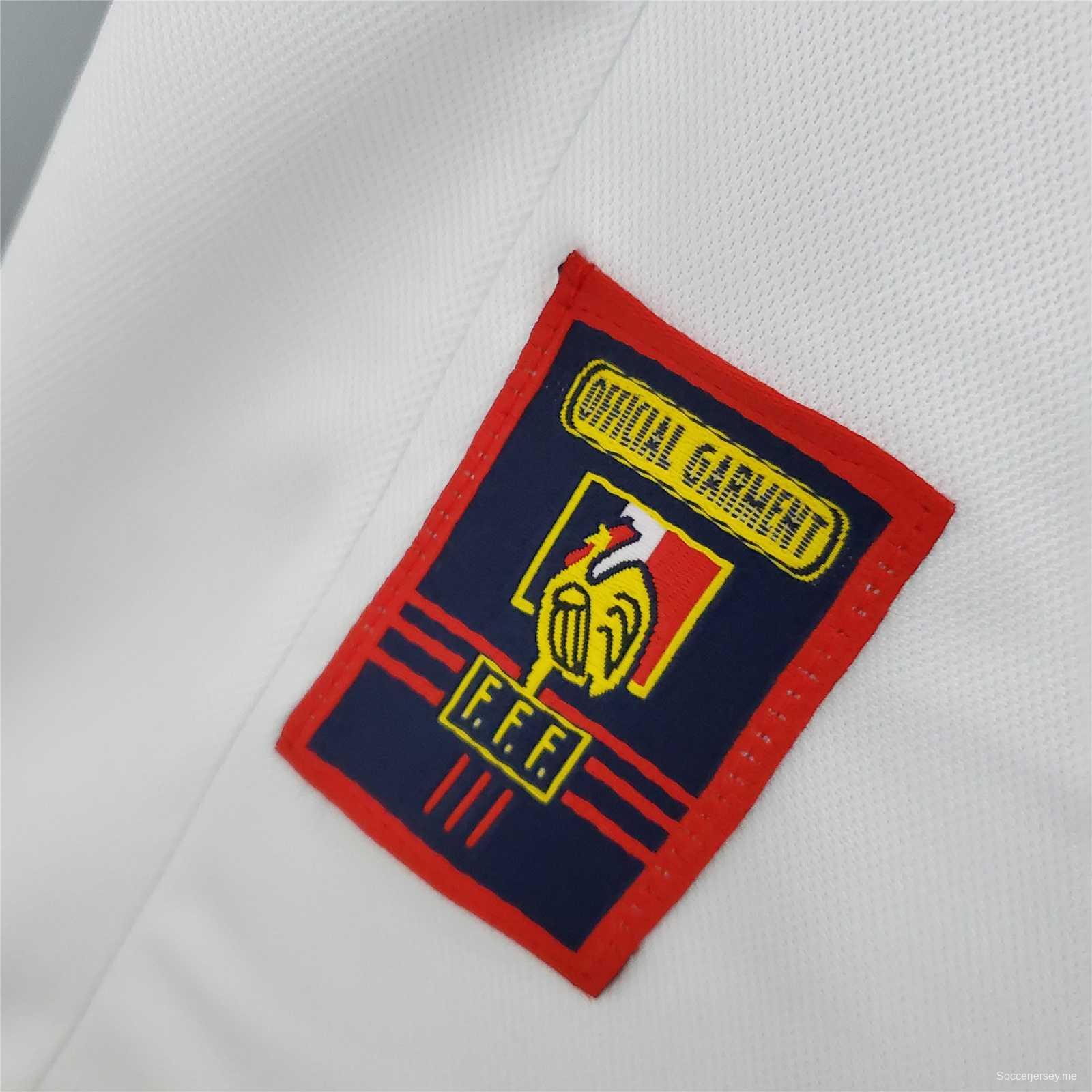 قميص كرة قدم فرنسي ريترو 1998 ذهاباً وإياباً أبيض اللون أبيض اللون
