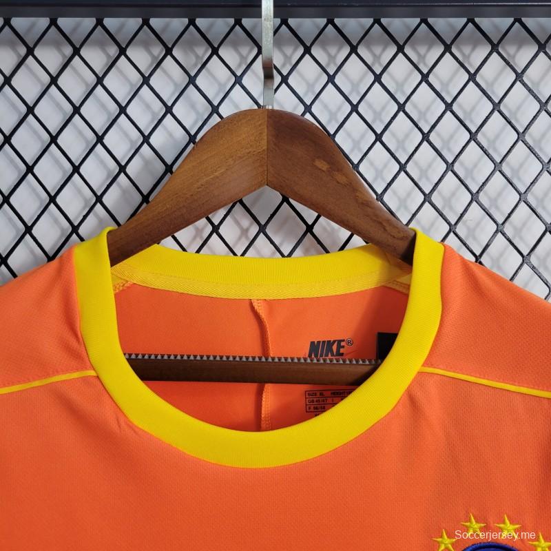 قميص بأكمام طويلة ريترو 1998 حارس مرمى البرازيل برتقالي اللون
