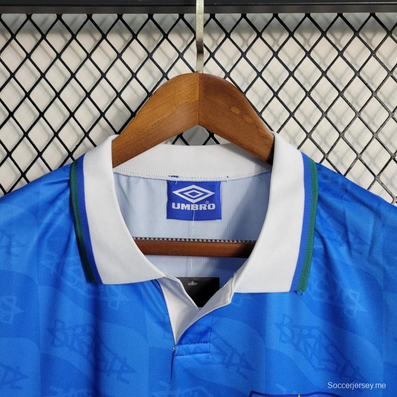 قميص أزرق ريترو 1992 البرازيل أزرق اللون أزرق قديم
