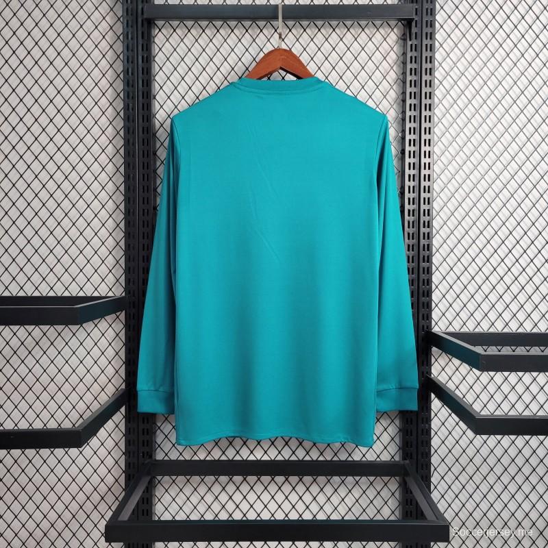 قميص ريترو طويل الأكمام 17-18 ريال مدريد الثالث أزرق اللون الأزرق
