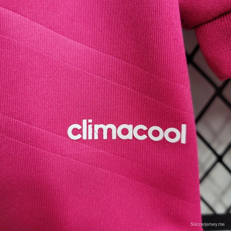 قميص ريترو 14-15 بأكمام طويلة أكمام طويلة ريال مدريد خارجي وردي اللون
