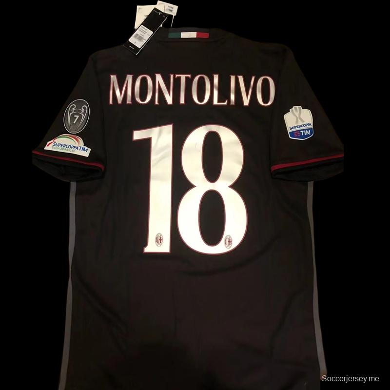 قميص ريترو 16 17 ريترو لميلان مع رقعة كاملة من قميص يوفنتوس ضد ميلان مع رقعة كاملة من سوبر كوبا
