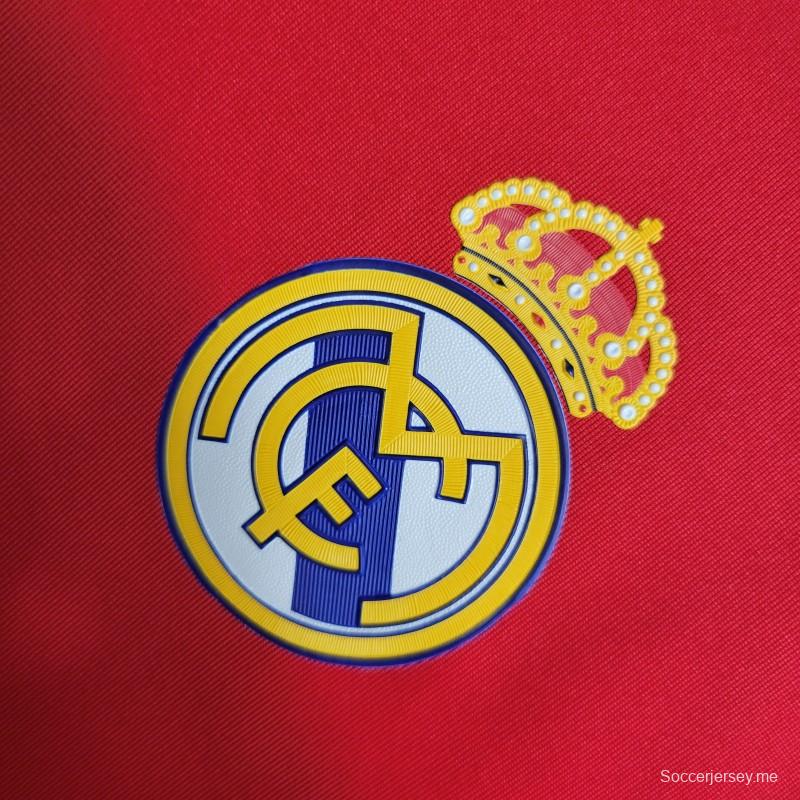 قميص ريترو بأكمام طويلة 11-12 ريال مدريد خارجي أحمر اللون
