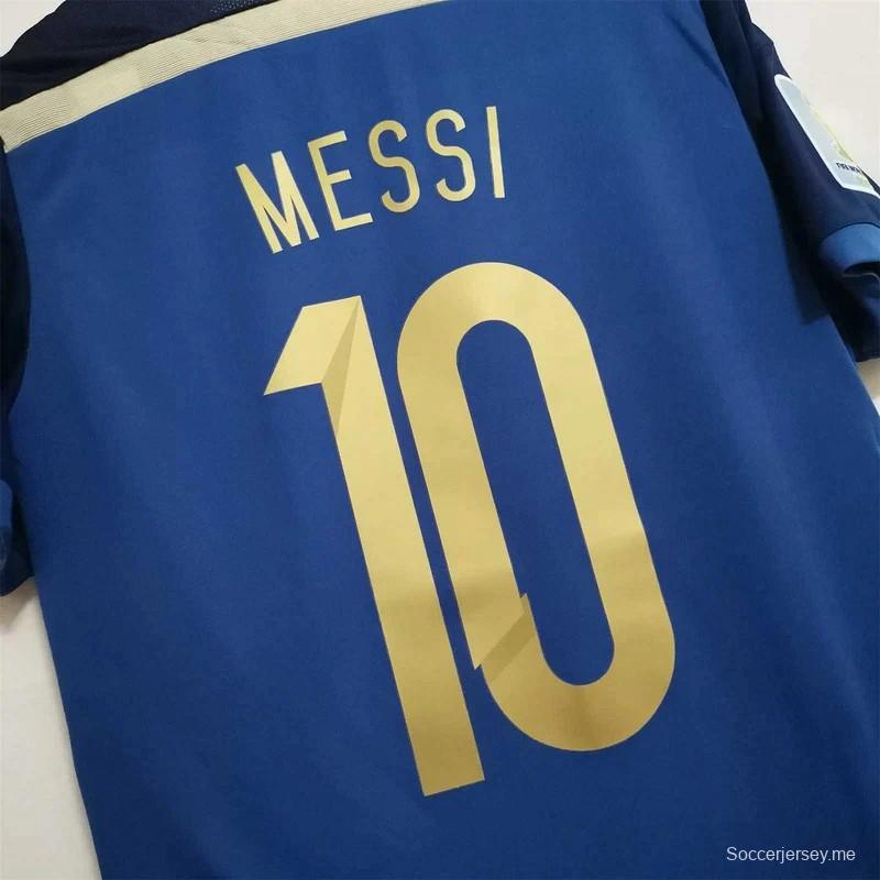قميص ميسي الأرجنتين 2014 ريترو 2014 مع رقعة كأس العالم
