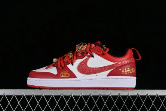 Nike Court Borough Chinese Traditional Style - Happy Marriage Custom Low-Top Skateboarding Shoes Non-Slip and Wear-Resistant - BQ5448-007