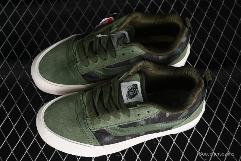 Vans Classics Knu Skool Camo Army Green Chunky Tongue Platform Sneakers - VN0007QC0WD