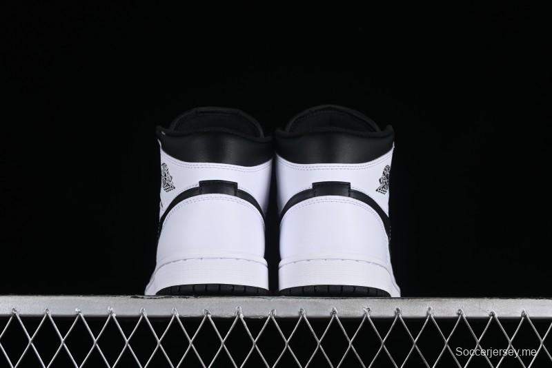 Nike Air Jordan 1 Mid AJ1 White Black Mid-Top Casual Sneakers - DQ8426-132