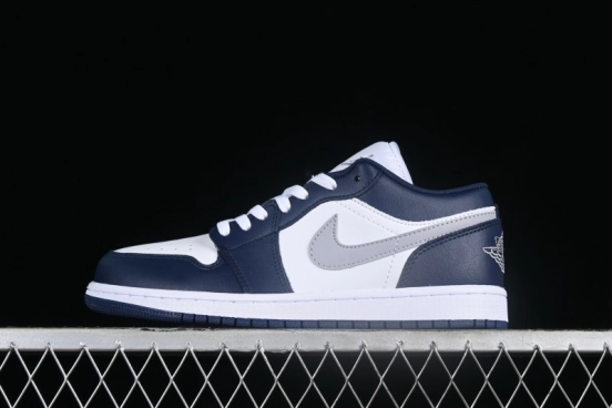 Nike Air Jordan 1 Low AJ1 White Blue Grey Low Top Lifestyle Basketball Shoes - 553558-141