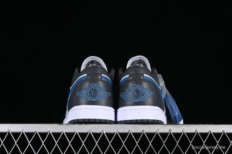 Nike Air Jordan 1 Low AJ1 Black Grey Blue Swoosh Low-Top Lifestyle Basketball Shoes - DC0774-040
