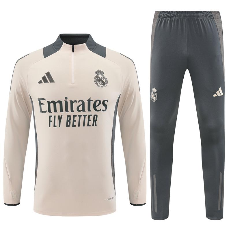24/25 ريال مدريد جاكيت نصف سحاب كاكي + بنطلون طويل + بنطلون طويل
