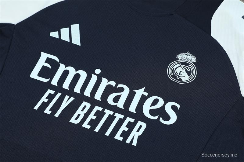 24/25 ريال مدريد قميص بأكمام قصيرة أبيض كحلي + شورت قصير الأكمام أبيض
