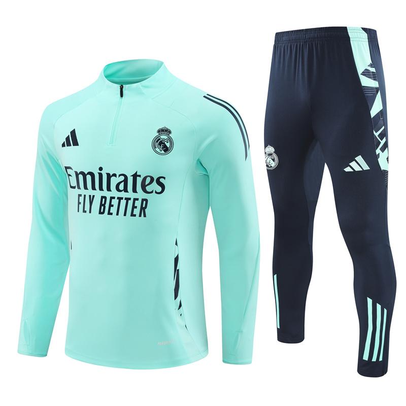 24/25 ريال مدريد بحيرة ريال مدريد أزرق نصف سحاب جاكيت أزرق + بنطلون طويل