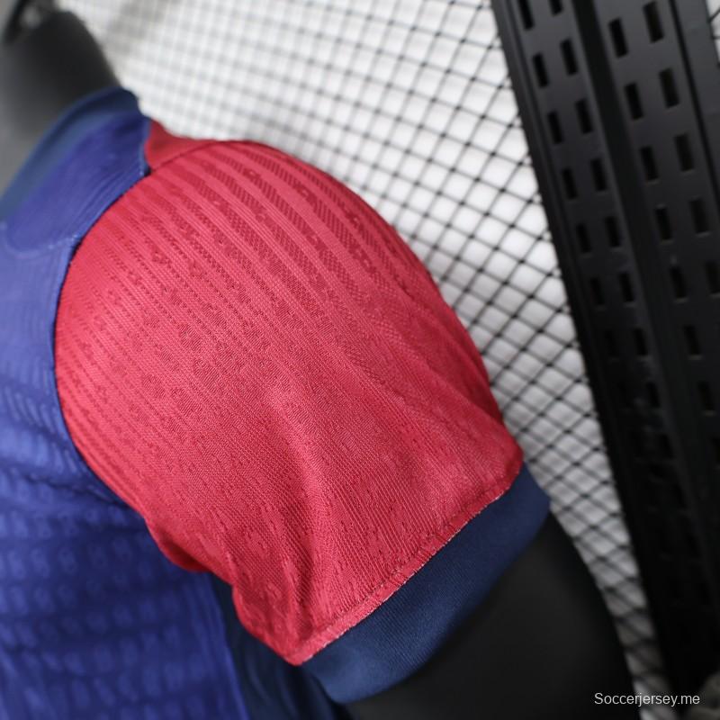 نسخة اللاعب 24/25 قميص مطبوع على قميص برشلونة بمناسبة الذكرى 125 لطباعة قميص برشلونة 1899-2024