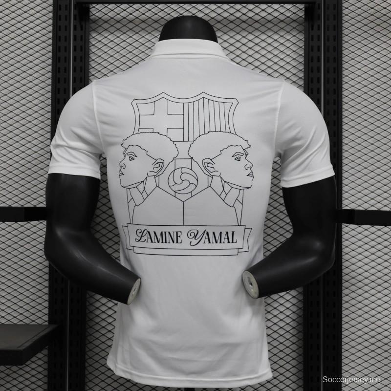 قميص بولو لامين يامال يامال 24/25 نسخة اللاعب برشلونة كوبا Trophy برشلونة