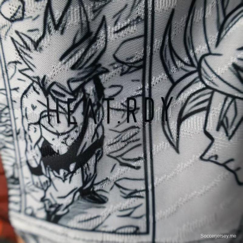 إصدار اللاعب 2025 قميص أبيض ياباني مع قميص دراغون بول غوكو جرافيك