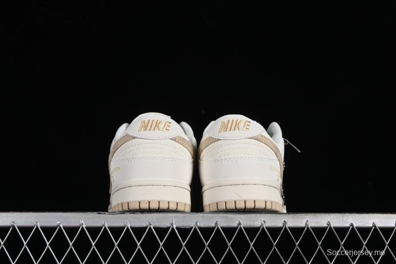 Nike SB Dunk Low LV Collaboration - Khaki Denim Anniversary High-End Custom Low-Top Casual Skate Shoes - XP3802-337