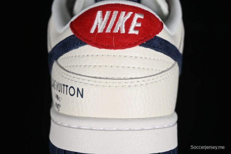 Nike SB Dunk Low LV Collaboration - Suede Navy Blue Anniversary High-End Custom Low-Top Casual Skate Shoes - FC1688-134