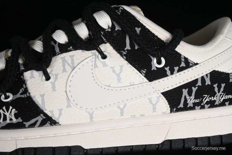 Nike SB Dunk Low MLB Strap Collaboration - Black Denim Print Anniversary Custom Low-Top Casual Sneakers - SJ2068-251