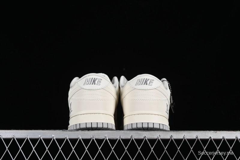 Nike SB Dunk Low LV Collaboration - Double Swoosh Beige Grey Anniversary High-End Custom Low-Top Casual Skate Shoes - FC2025-306