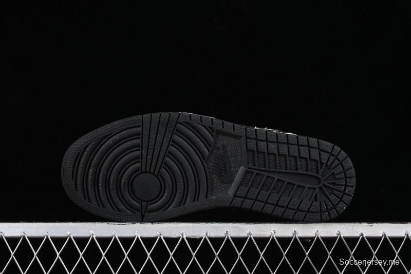Nike Air Jordan 1 Low LV Collaboration - Black Denim Print Custom High-End Basketball Shoes - SJ9950-006