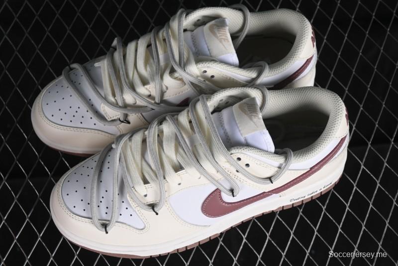 Nike Dunk Low Next Nature SB Lace-Up Low-Top Casual Sneakers in Cream Dark Brown - DD1873-103