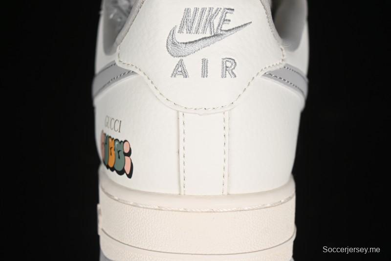 Nike Air Force 1 '07 Low Gucci Collaboration - Beige Grey Linen Casual Sneakers - XZ3398-688