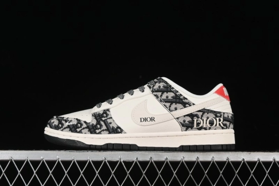 Nike SB Dunk Low Dior Collaboration - Black Grey Pattern Anniversary High-End Custom Low-Top Casual Sneakers - XY1688-010
