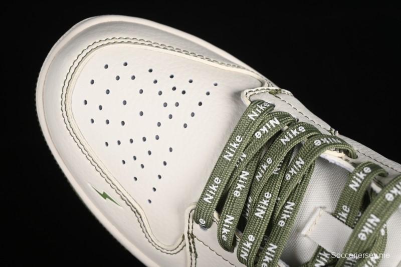 Nike Air Jordan 1 Low Retro Basketball Shoes in Off-White Olive Green - CF3688-019