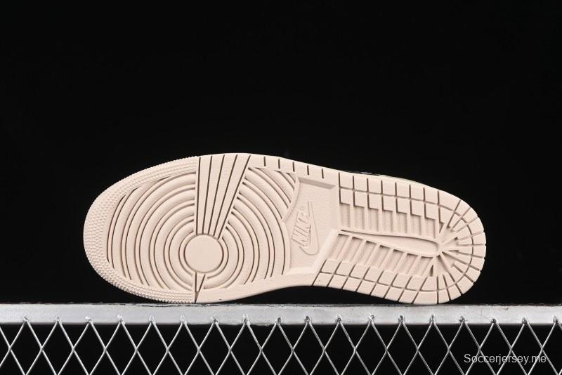 Nike Air Jordan 1 Low Retro Basketball Shoes in Soft Beige with Black Logo Accent - HQ3440-101