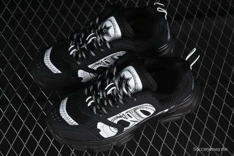 Dior Chrono Round Toe Lace-Up Lifestyle Casual Running Sneakers - 6865 BLACK WHITE