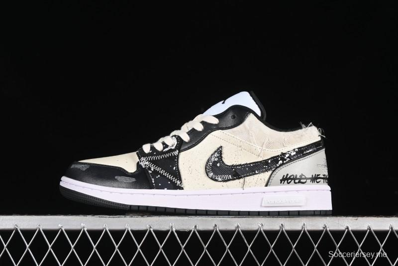 Nike Air Jordan 1 Low AJ1 Panda Prank Universe Exploration Custom Casual Sneakers - 553558-132
