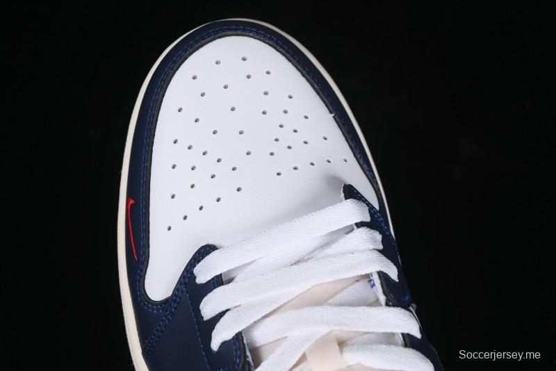 Nike Air Jordan 1 Low OG "Howard University" Casual Sneakers with Blue Toe and Red Heel - HQ2993-100
