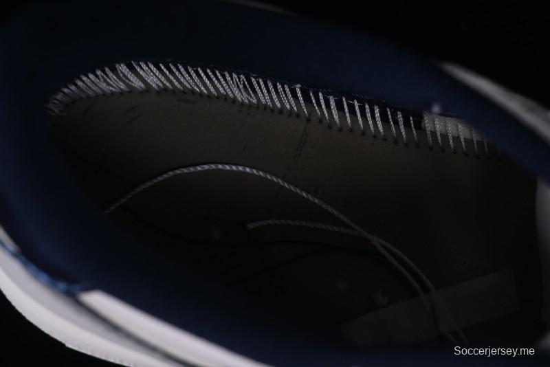 Nike Air Jordan 1 Low 85 Retro Sneakers in White with Metallic Blue Swoosh - FB9933-141