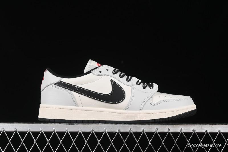 Nike Travis Scott x Fragment Design x Air Jordan 1 Low OG SP AJ1 Supreme Collaboration - Mist Blue Low-top Casual Sneakers - SJ2068-119