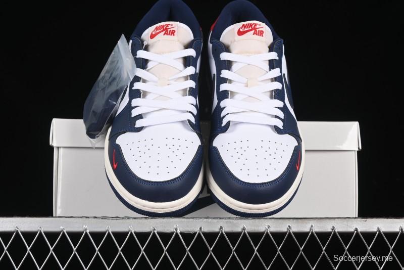 Nike Air Jordan 1 Low OG "Howard University" Casual Sneakers with Blue Toe and Red Heel - HQ2993-100