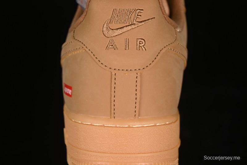 Nike Supreme x Air Force 1 Low Casual Sneakers in Wheat Suede with Full-Length Air Cushion - DN1555-200