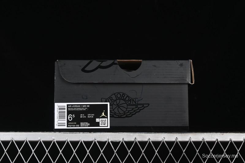 Nike Air Jordan 1 Mid AJ1 Basketball Shoes White Grey - FQ7720-002