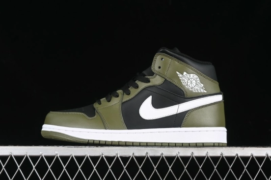 Nike Air Jordan 1 Mid AJ1 Army Green Mid-Top Casual Sneakers - DQ8426-092