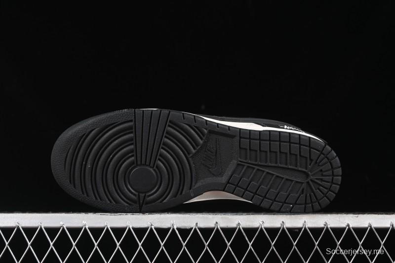 Nike SB Dunk Low x AMBUSH x Stussy Collaboration - Black Stitch Anniversary Custom Low-Top Casual Sneakers - XX2025-358