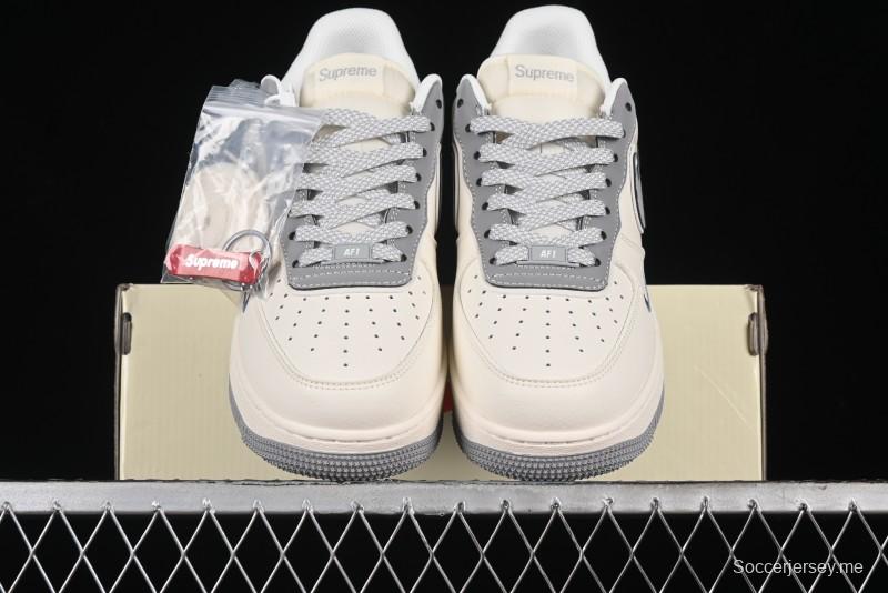 Nike Air Force 1 '07 Low Stone Island Supreme Collaboration Off-White Star Grey Low-Top Casual Sneakers - BB1616-303